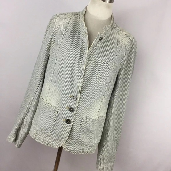 Madewell Jackets & Blazers - Madewell 10 Jacket Denim Blue Jean Stripe Button
